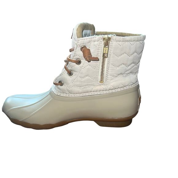 Sperry Chevron Quilt Duck Ivory Women’s Size 9 Waterproof Lace-Up Winter Boots - Picture 3 of 9